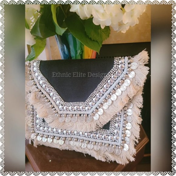 New Handmade Black Sliver Crossbody Banjara Bag - Designer Beautiful - Picture 5 of 12